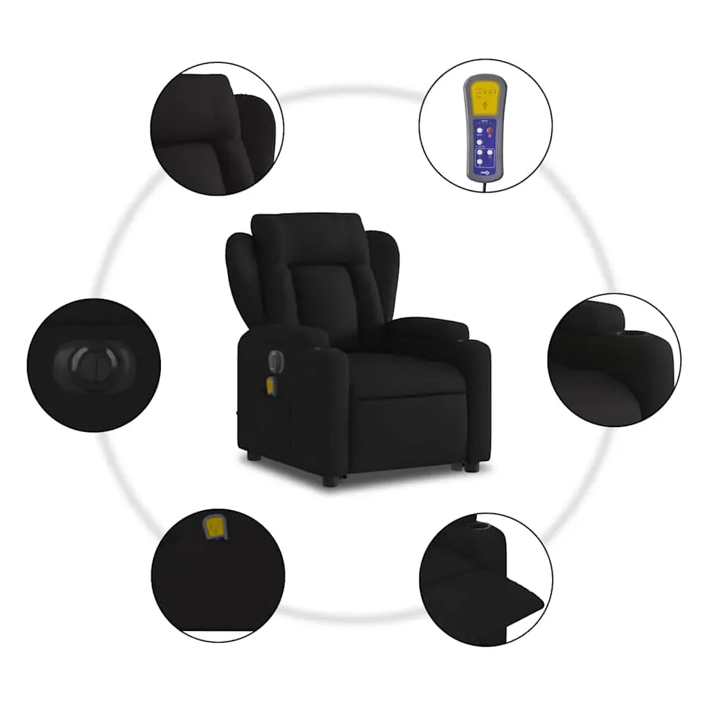 Electric Stand up Massage Recliner Chair Black Fabric Price
