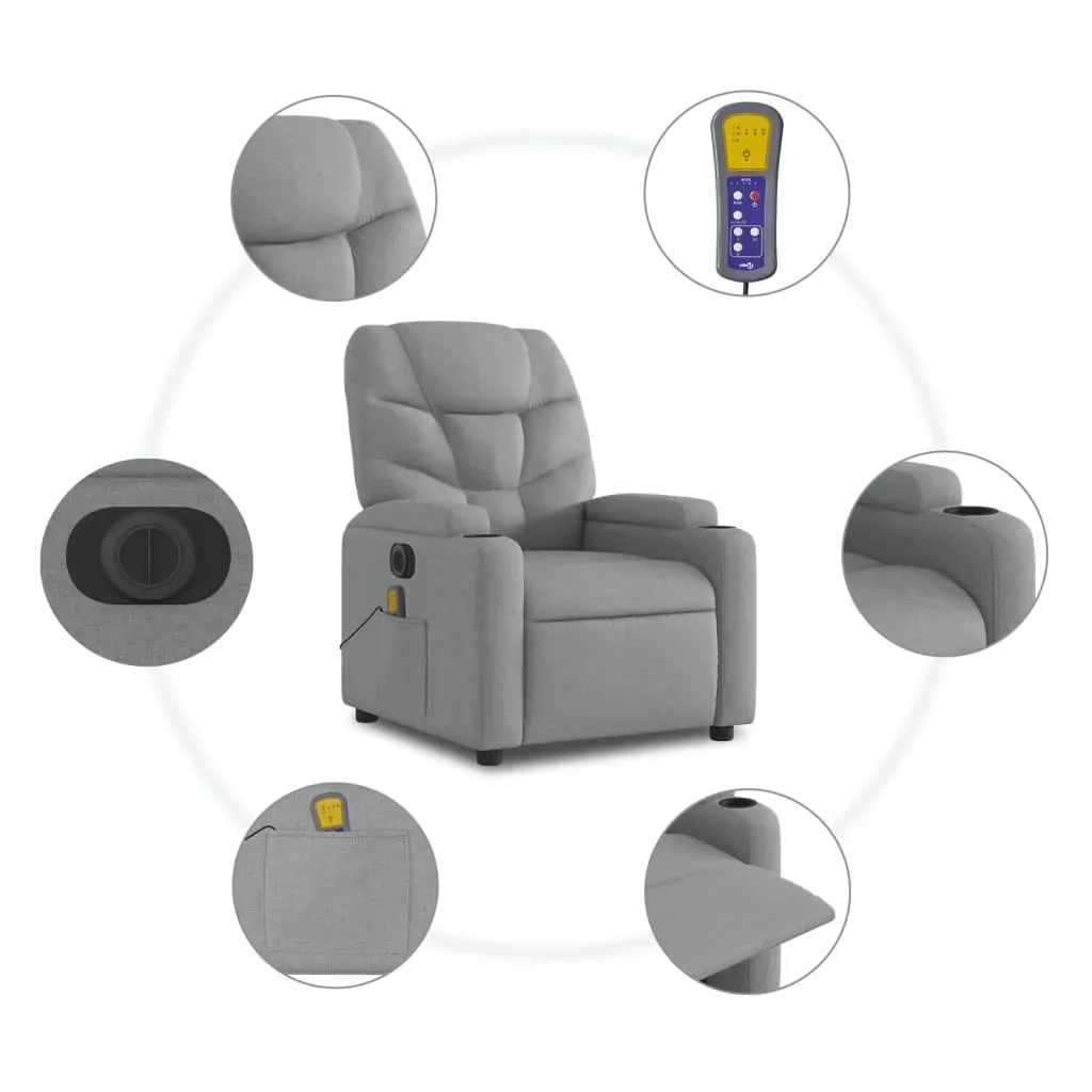 Electric Massage Recliner Chair Light Grey Fabric Price