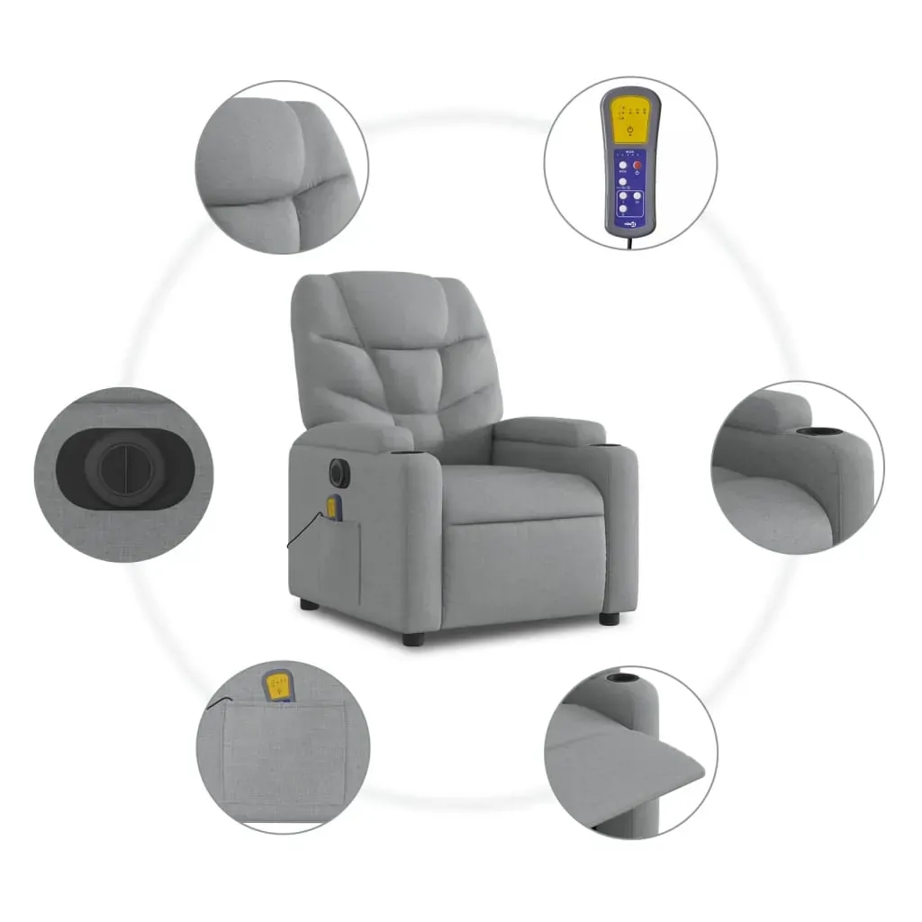 Electric Stand up Massage Recliner Chair Light Grey Fabric Price