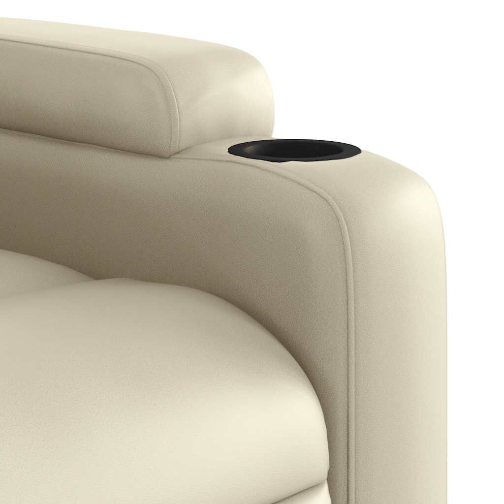 Massage Recliner Chair Cream Faux Leather Price