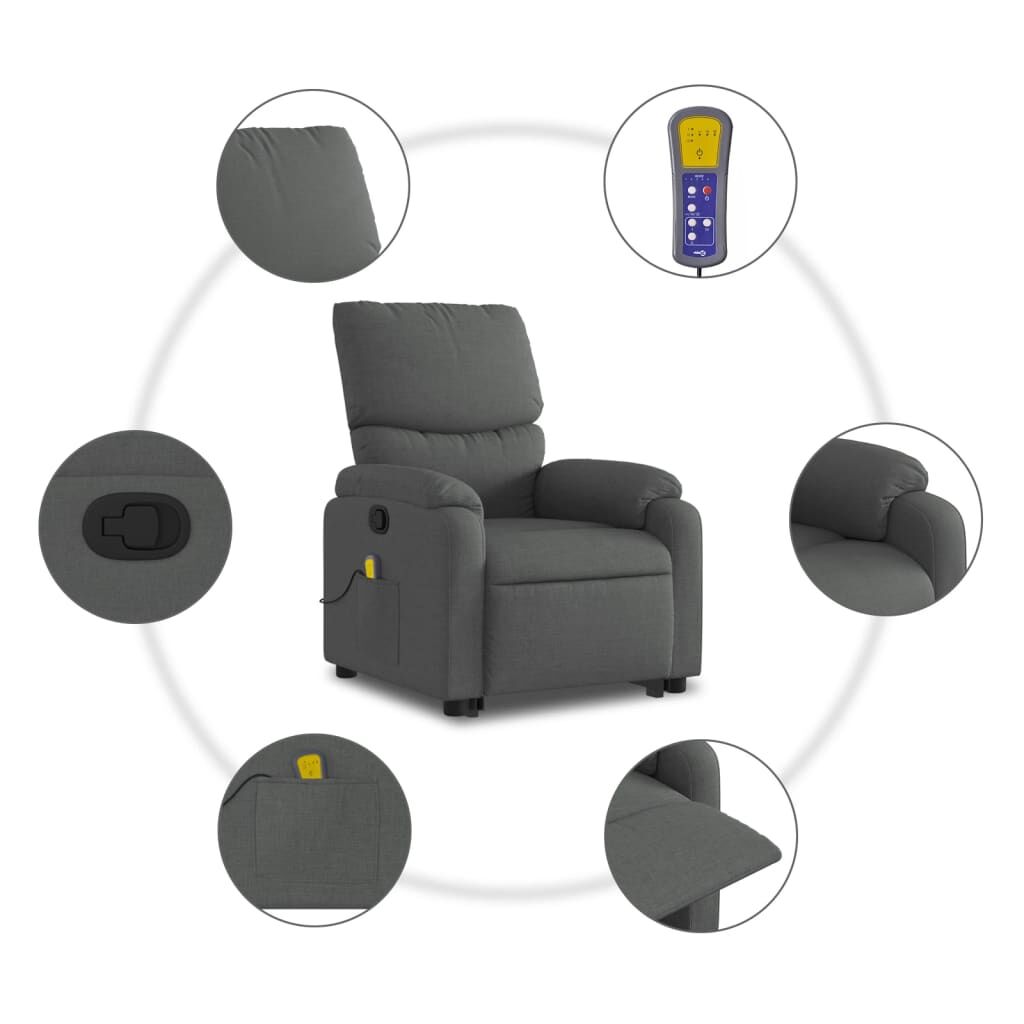 Stand up Massage Recliner Chair Dark Grey Fabric Price