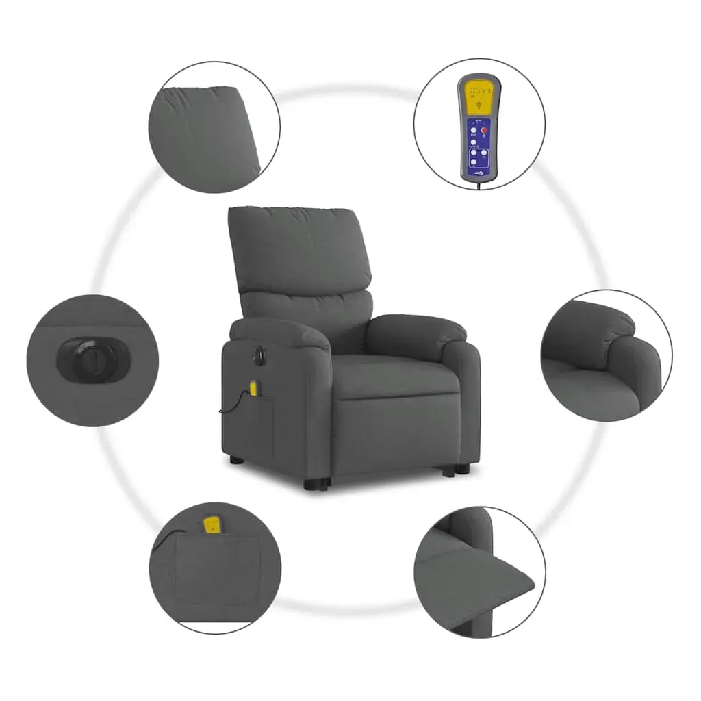 Electric Stand up Massage Recliner Chair Dark Grey Fabric Price