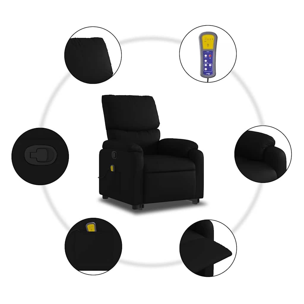 Stand up Massage Recliner Chair Black Faux Leather Price