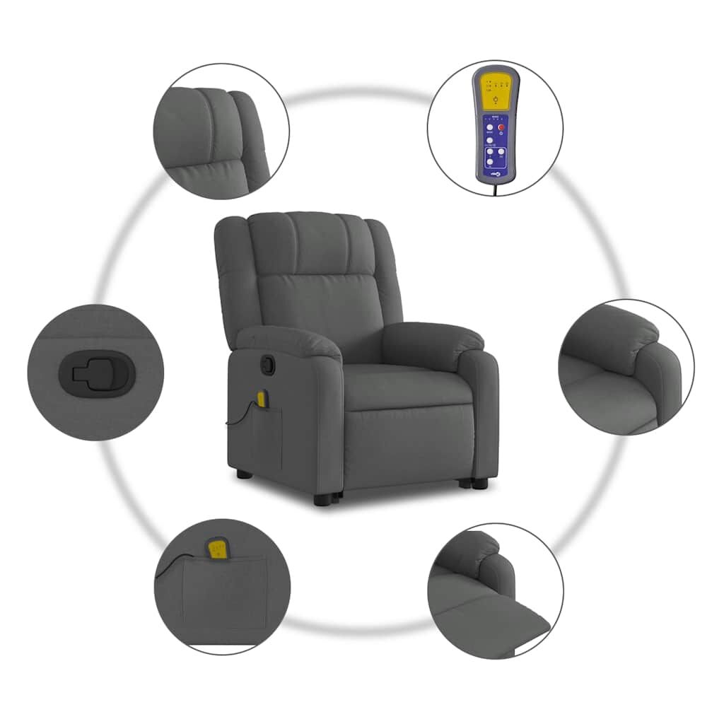 Stand up Massage Recliner Chair Dark Grey Fabric Price