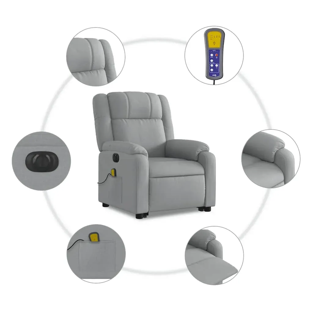 Electric Stand up Massage Recliner Chair Light Grey Fabric Price