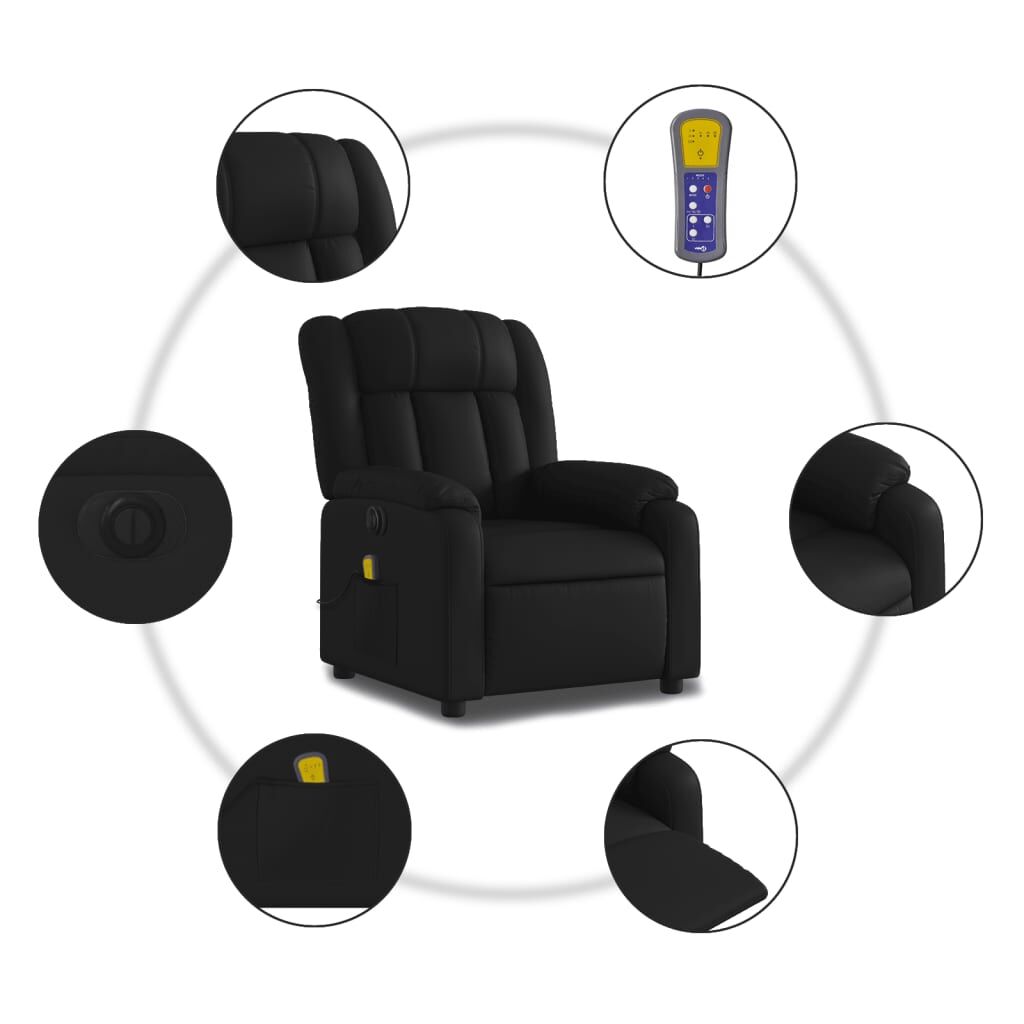 Stand up Massage Recliner Chair Black Faux Leather Price