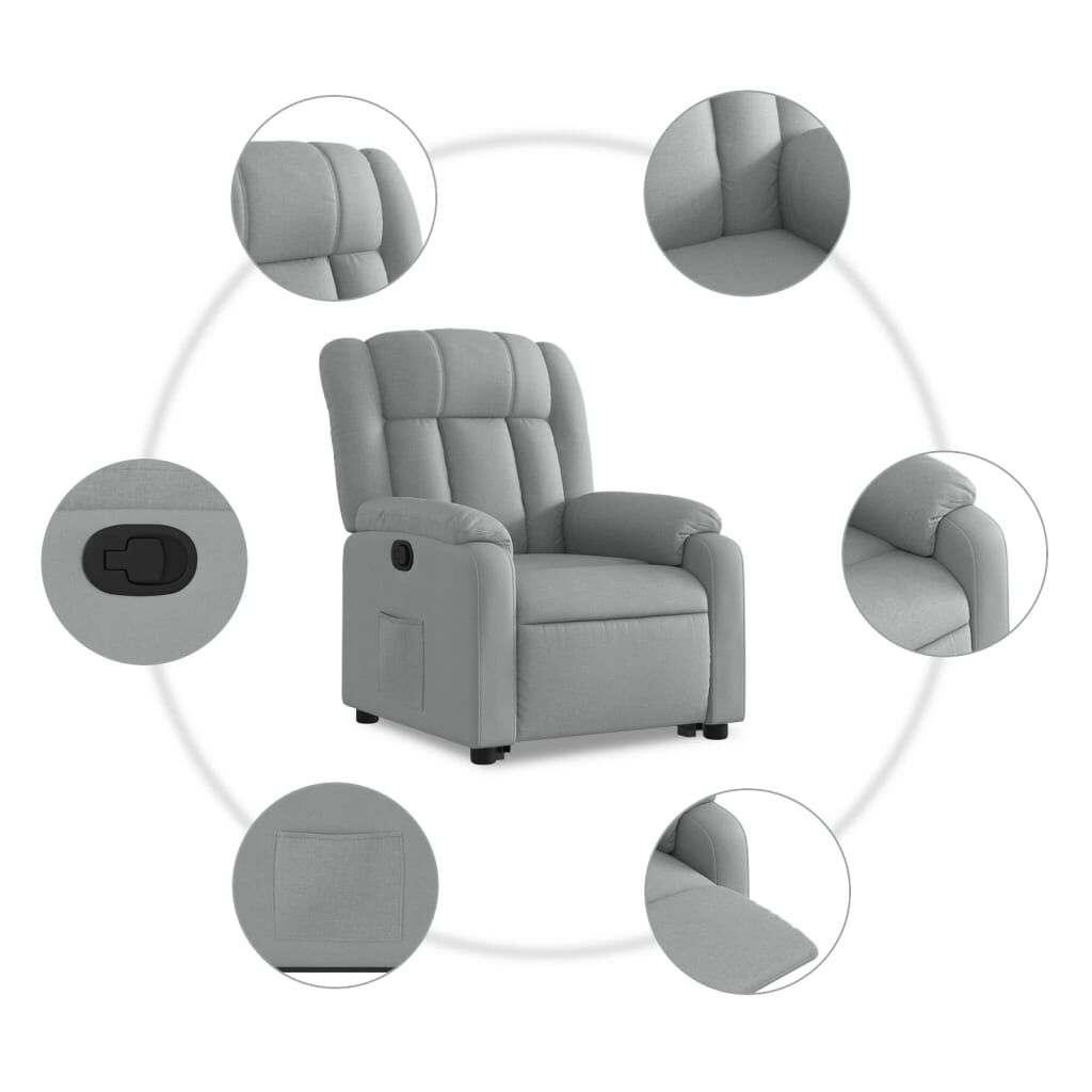 Stand up Massage Recliner Chair Light Grey Fabric Price