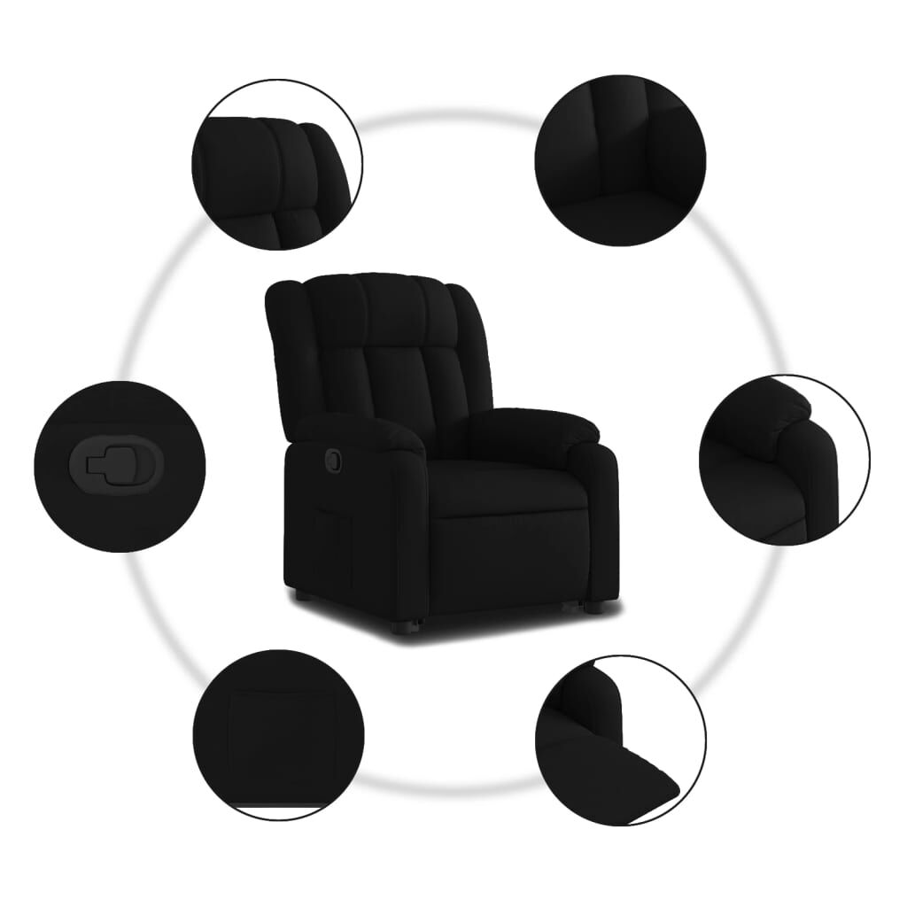 Stand up Massage Recliner Chair Black Fabric Price