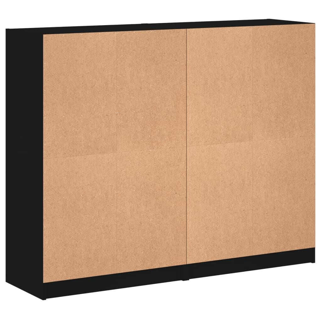 Bookcase with Doors Black 136x37x109 cm Engineered Wood Price