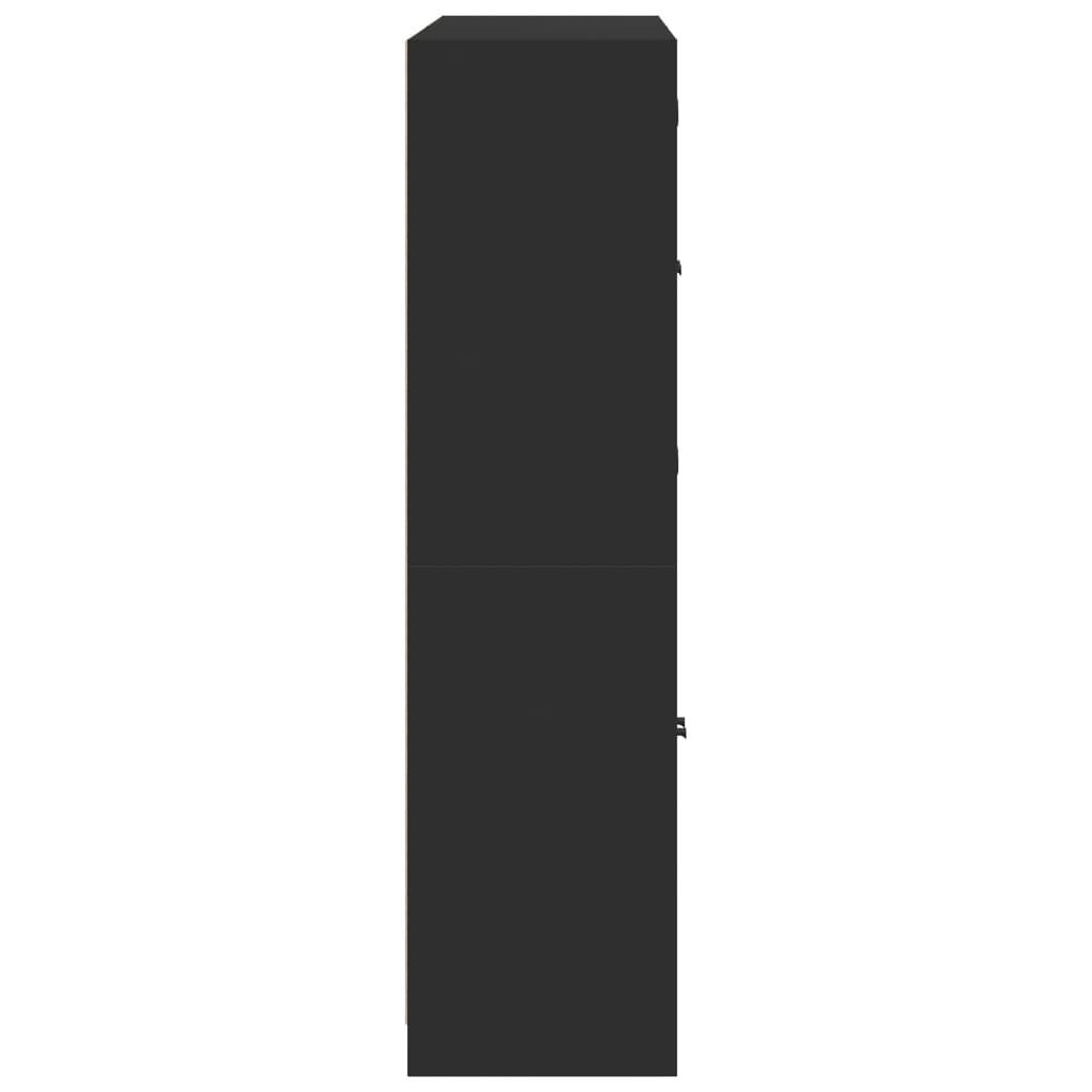 Bookcase with Doors Black 136x37x142 cm Engineered Wood Price