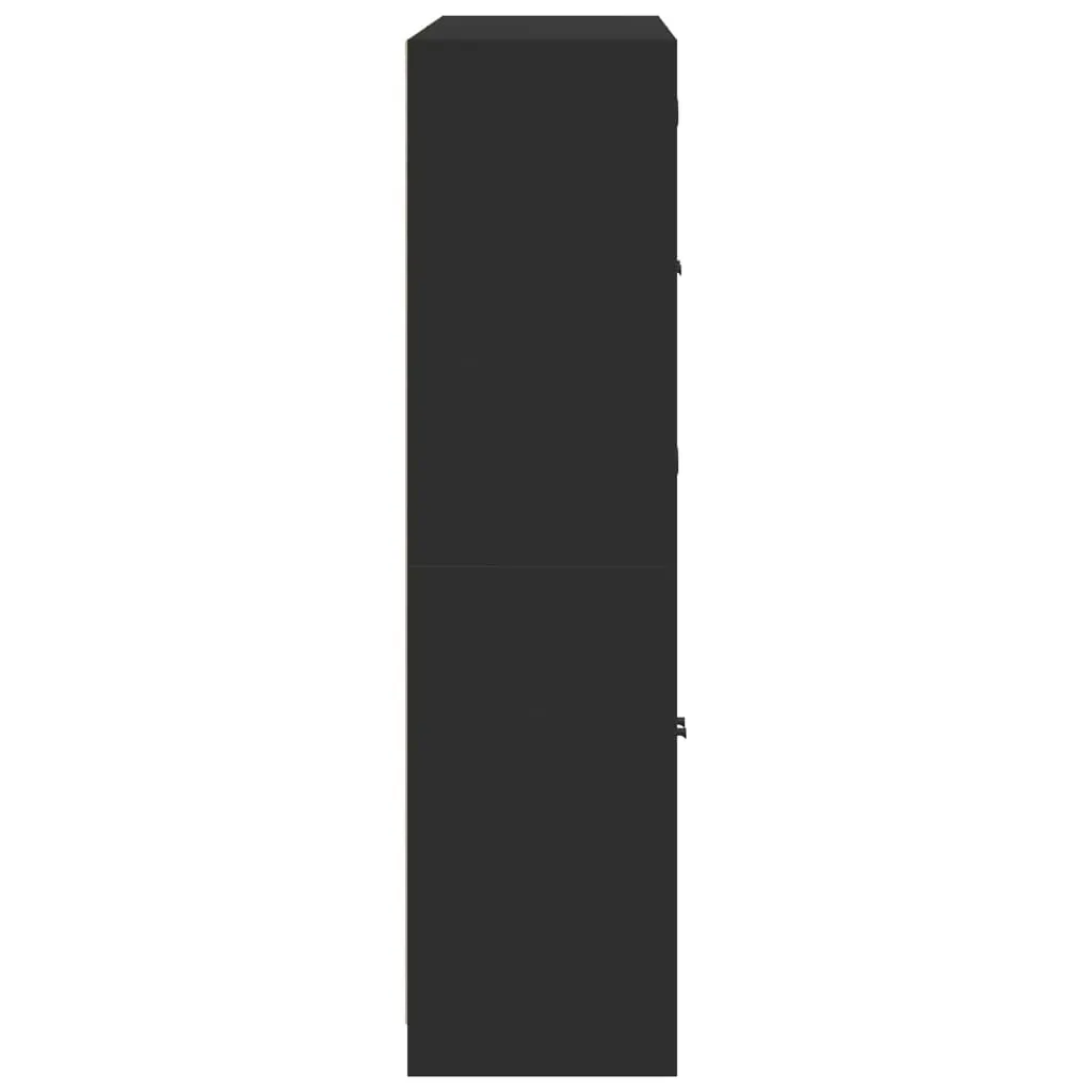 Bookcase with Doors Black 136x37x142 cm Engineered Wood Price