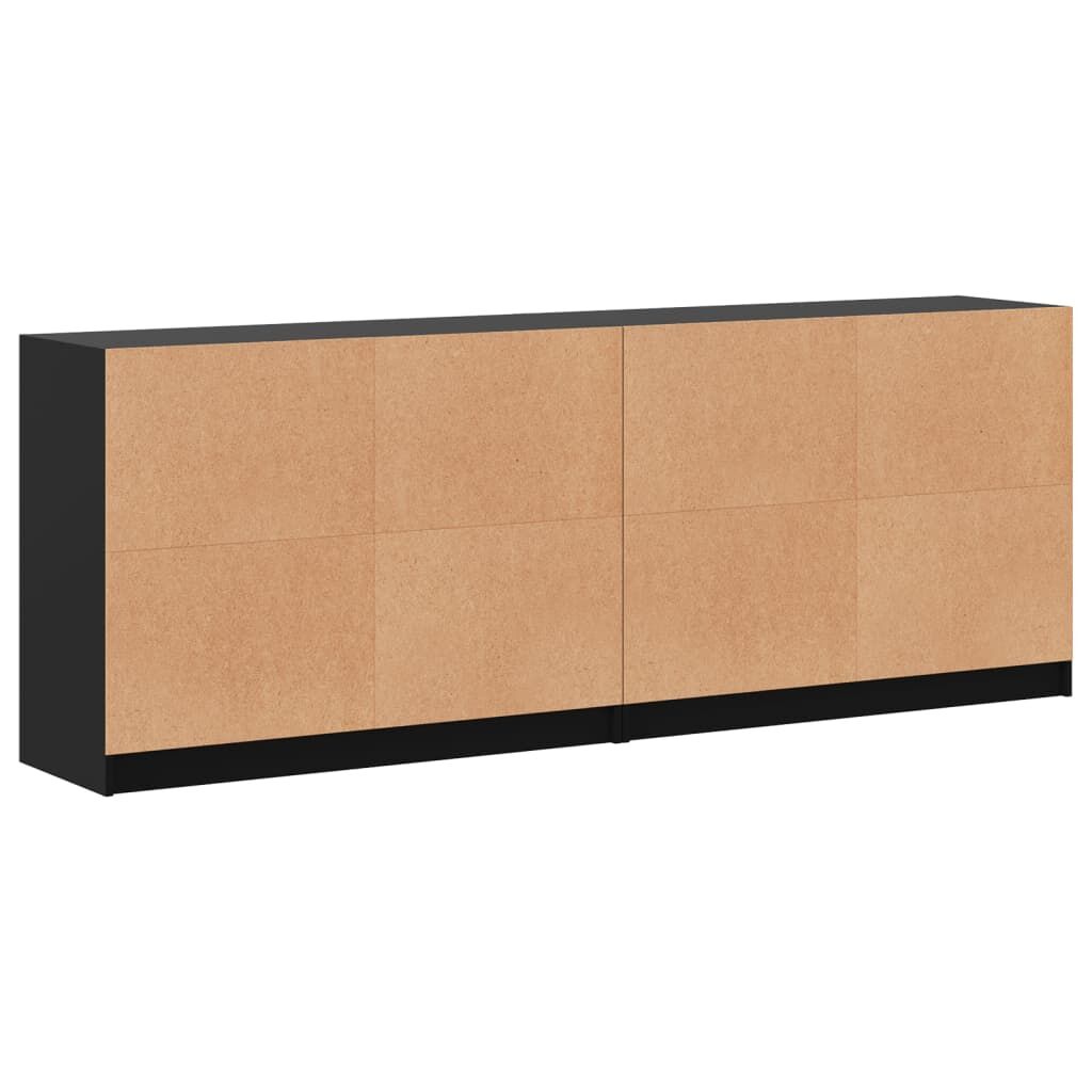 Bookcase with Doors Black 204x37x75 cm Engineered Wood Price