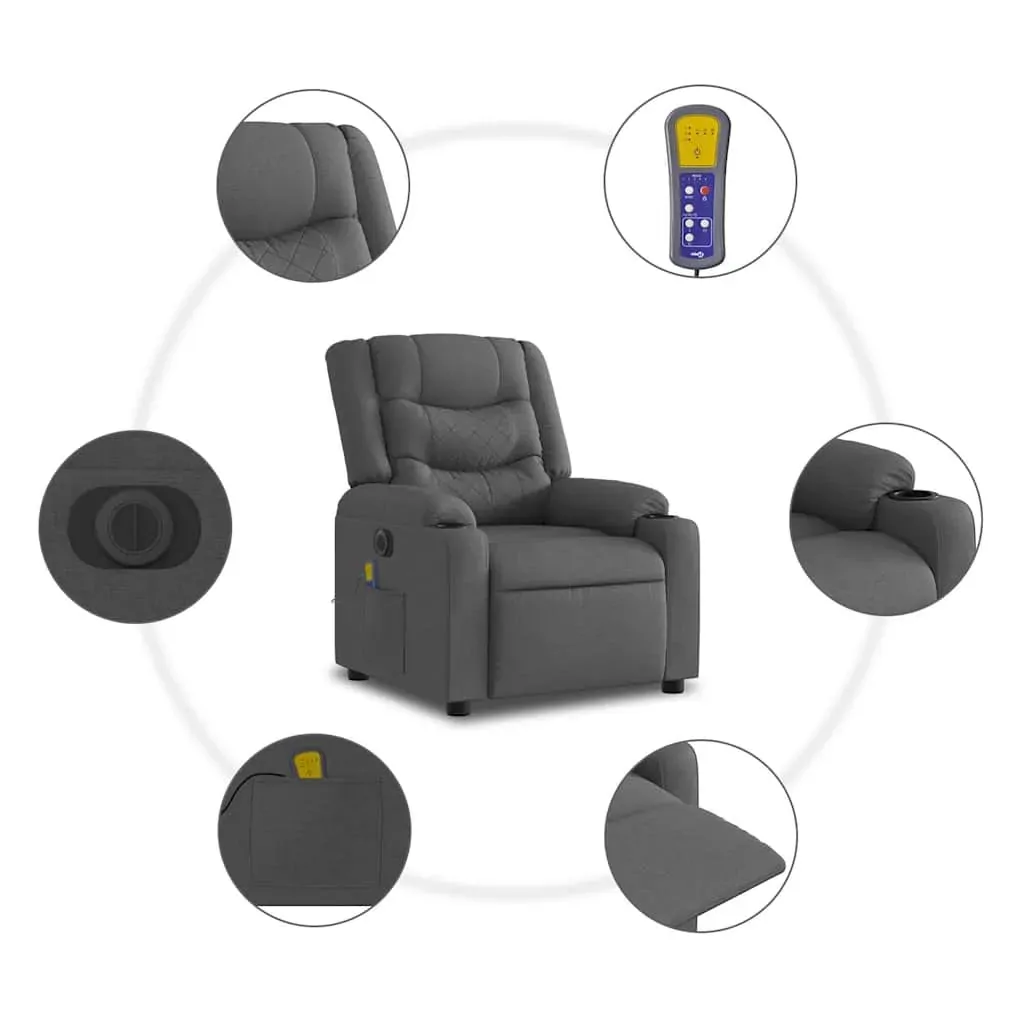 Electric Massage Recliner Chair Dark Grey Fabric Price