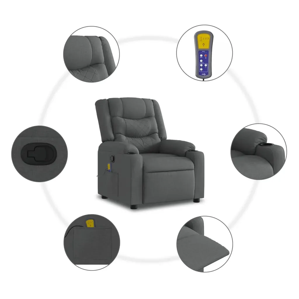 Stand up Massage Recliner Chair Dark Grey Fabric Price