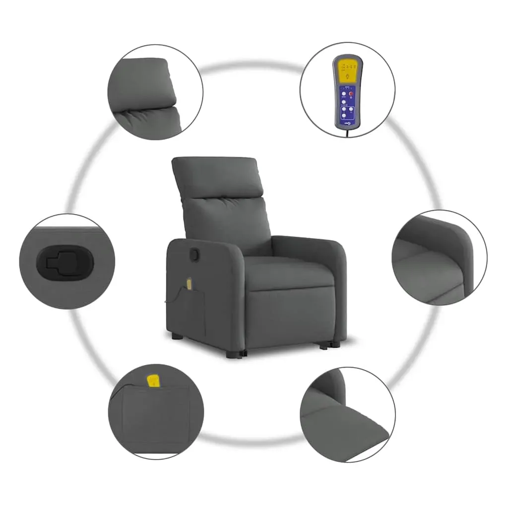 Stand up Massage Recliner Chair Dark Grey Fabric Price