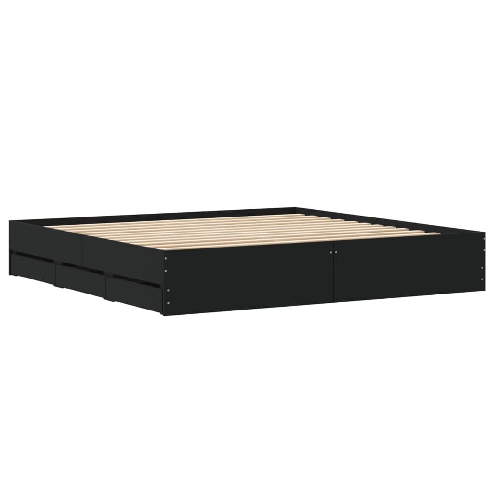 Bed Frame with Drawers without Mattress Black 183x203 cm King Price