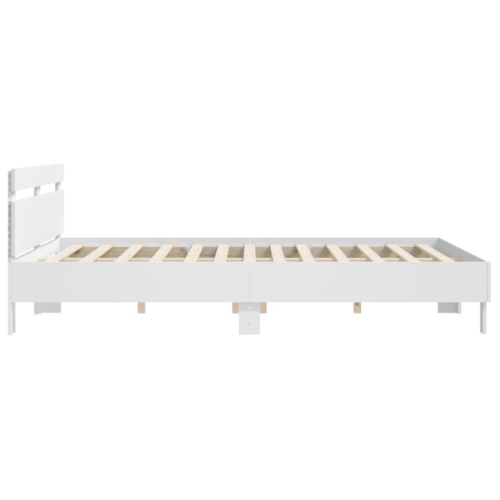 Bed Frame with LED without Mattress White 183x203 cm King Price