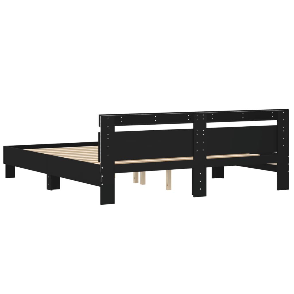 Bed Frame with LED without Mattress Black 183x203 cm King Price
