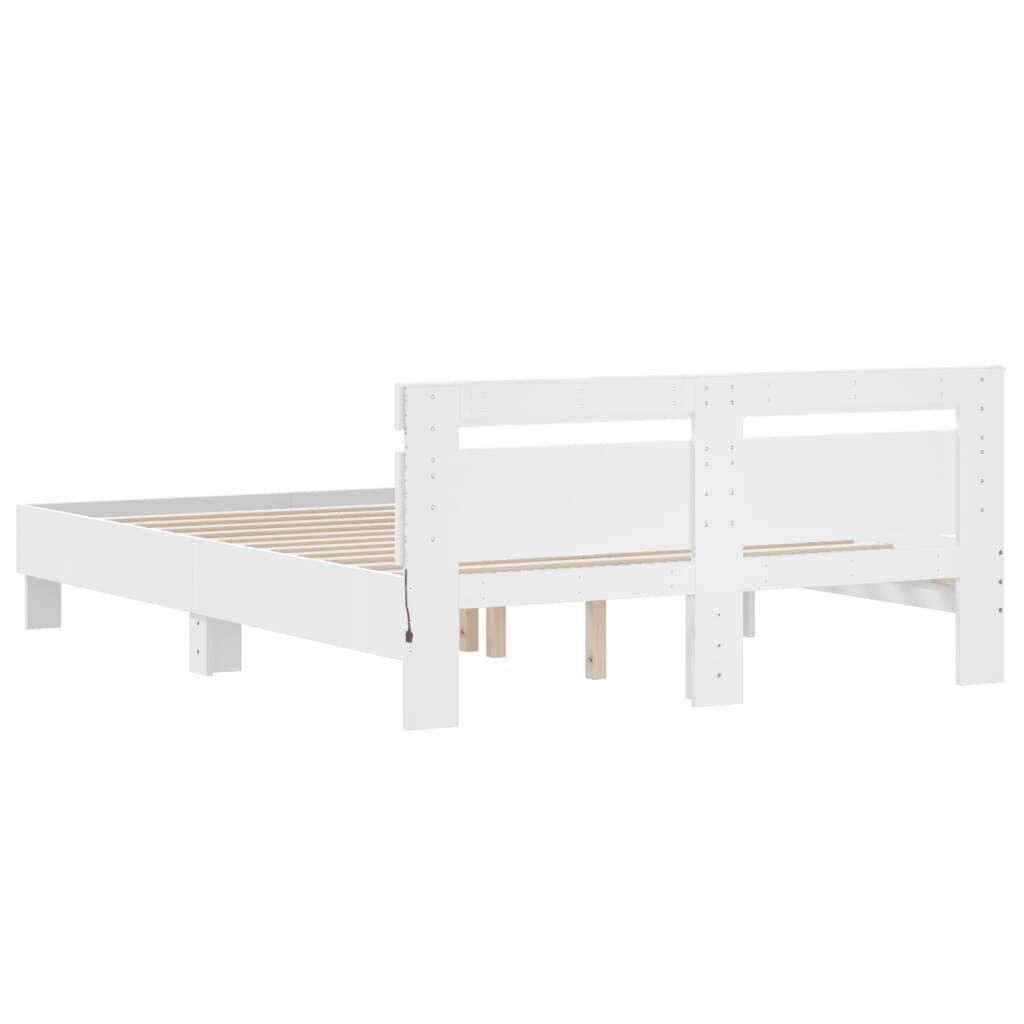 Bed Frame with LED without Mattress White 150x200 cm Price