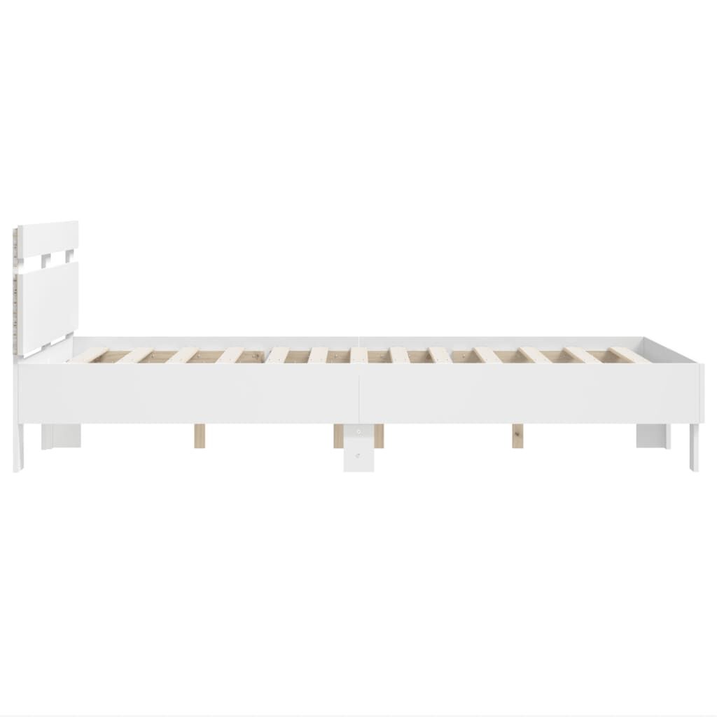 Bed Frame with LED without Mattress White 135x190 cm Price