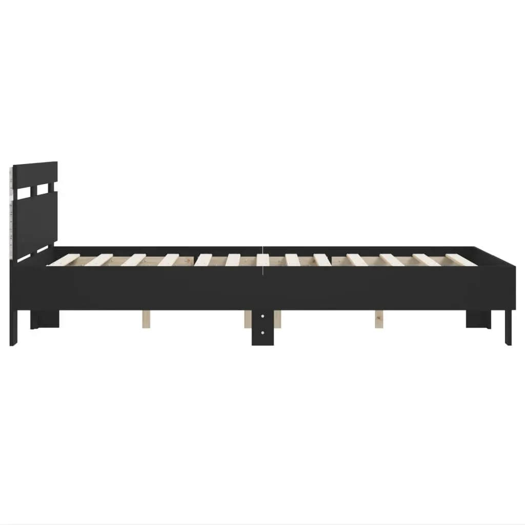 Bed Frame with LED without Mattress Black 135x190 cm Price