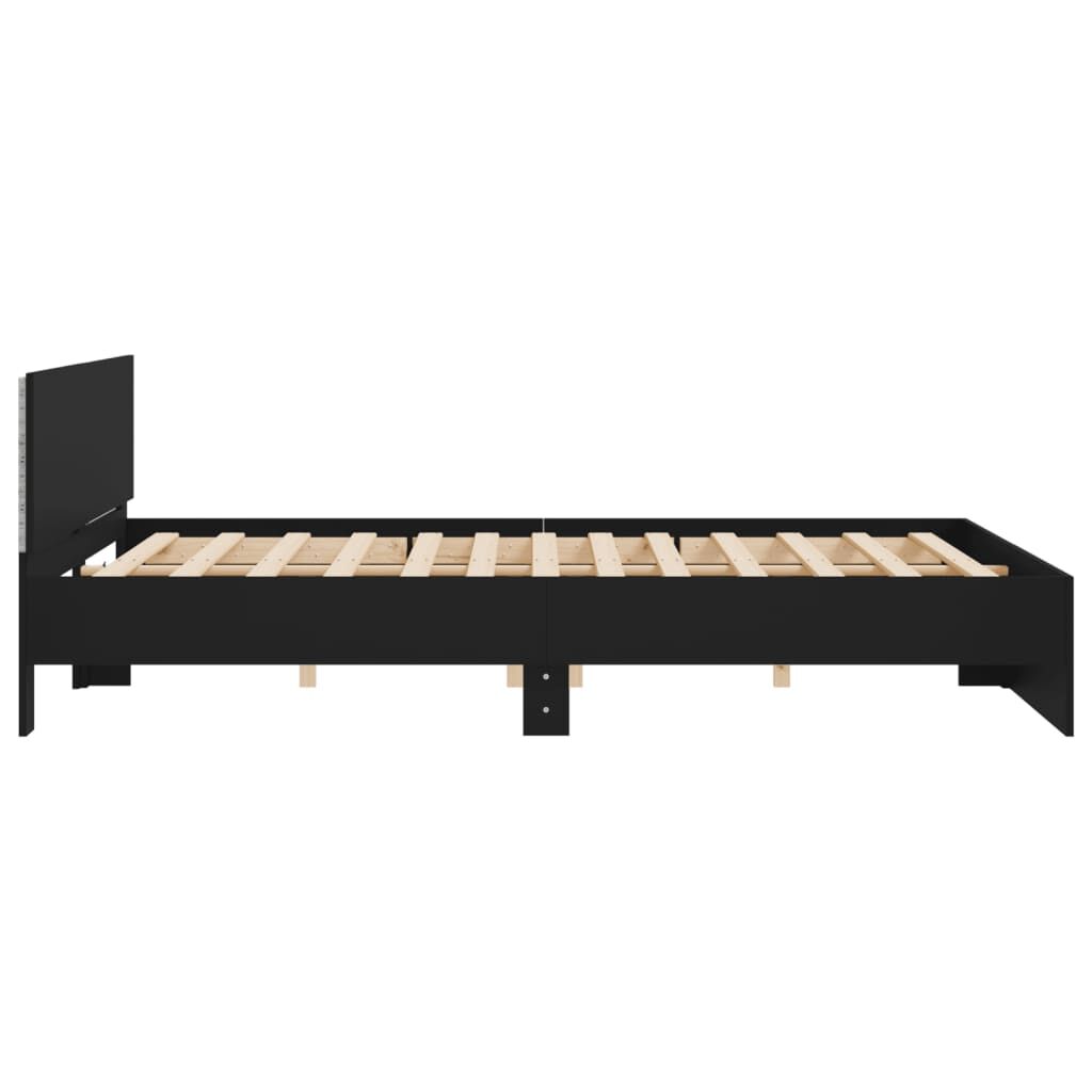 Bed Frame with LED without Mattress Black 183x203 cm King Price