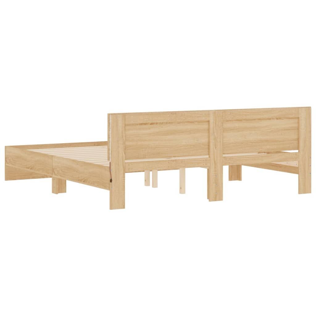 Bed Frame with LED without Mattress Sonoma Oak 183x203 cm King Price