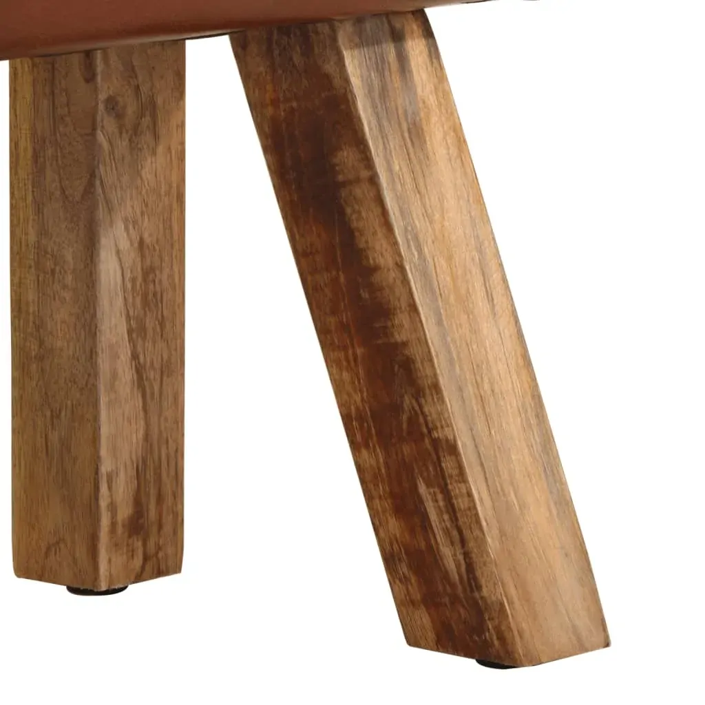 Gym Bok Bench 58 cm Brown Real Leather and Solid Mango Wood Price