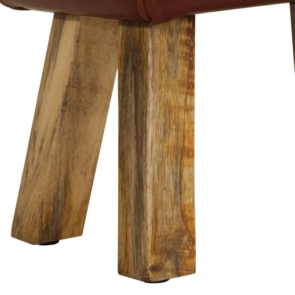 Gym Bok Bench 38 cm Brown Real Leather and Solid Mango Wood Price