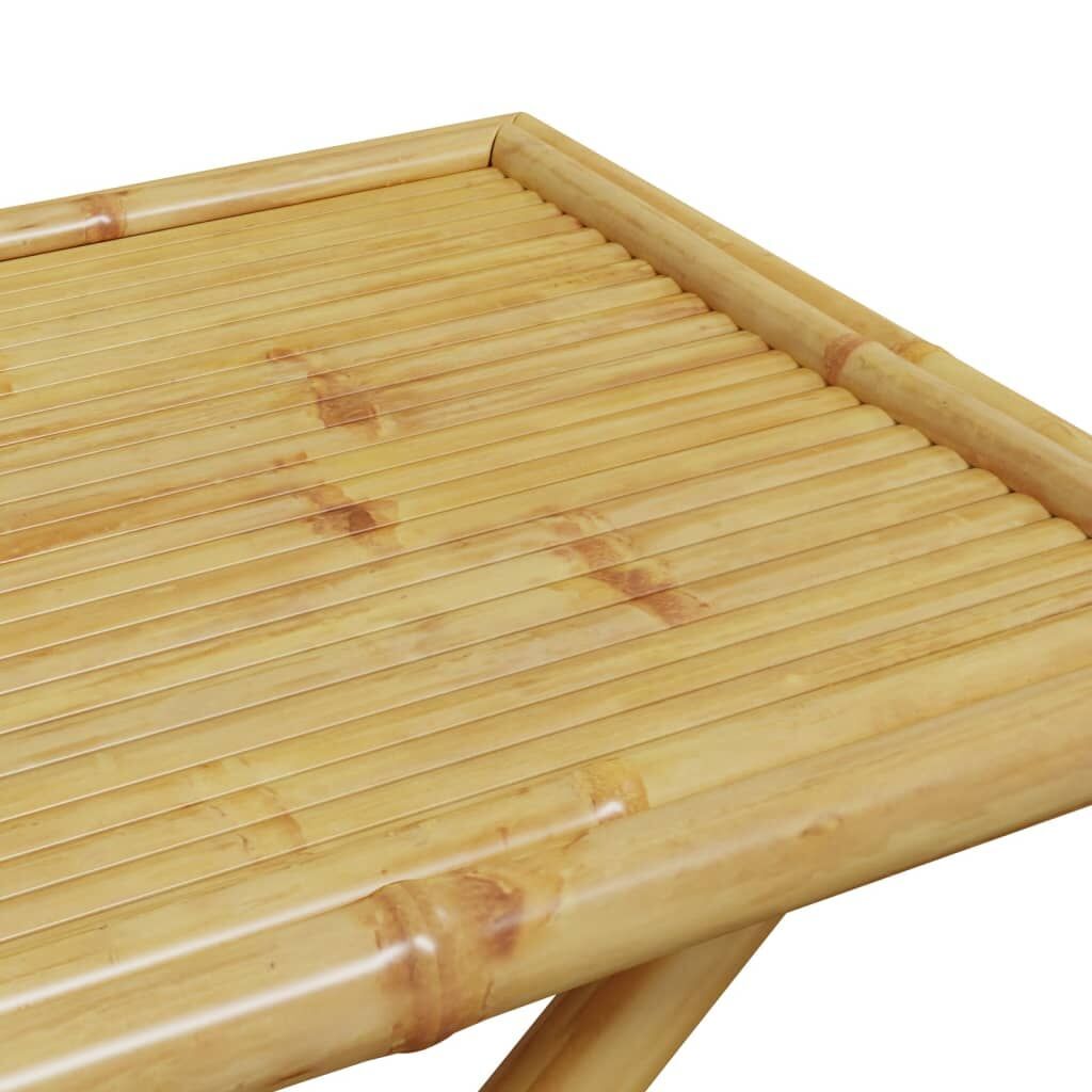 3 Piece Folding Bistro Set with Cream White Cushions Bamboo Price