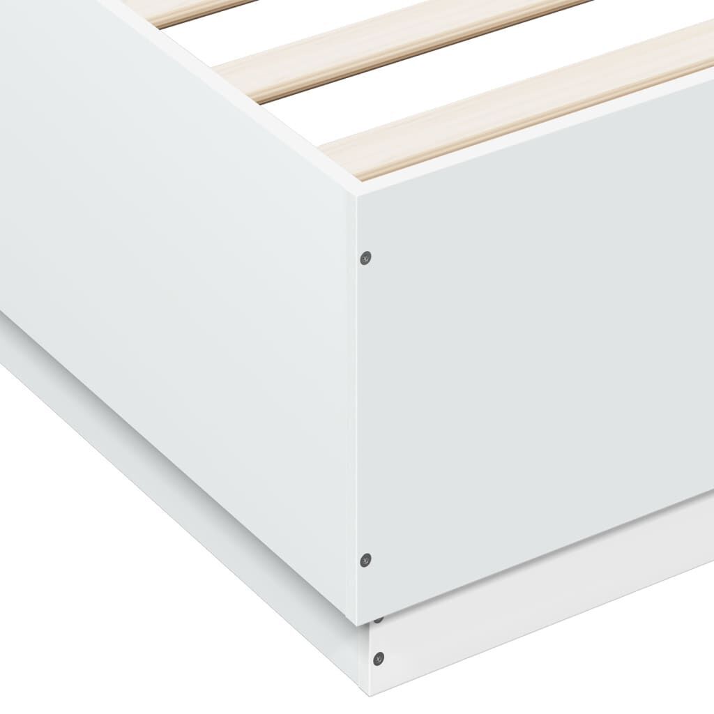 Bed Frame with LED without Mattress White 150x200 cm Price