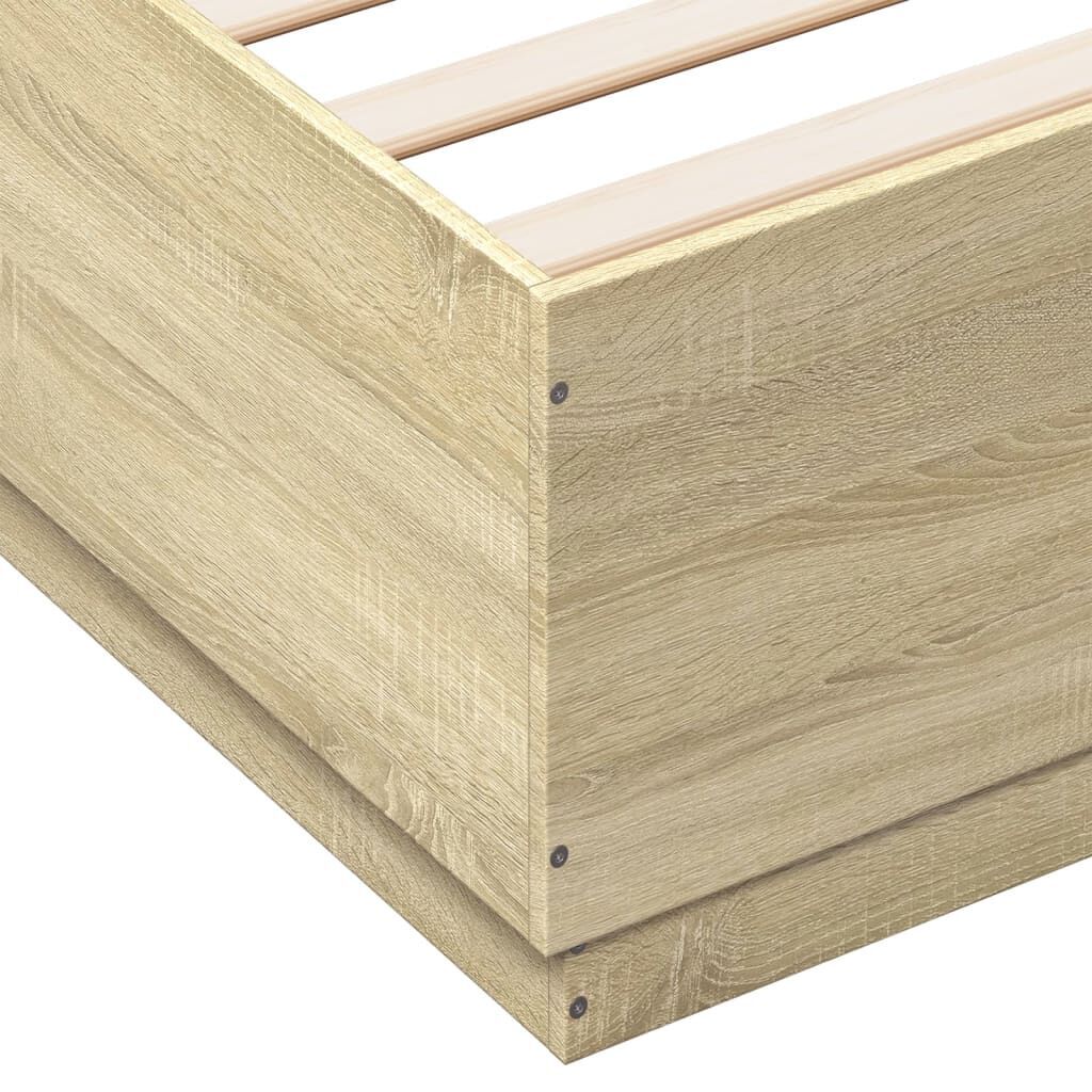 Bed Frame with LED without Mattress Sonoma Oak 150x200 cm Price