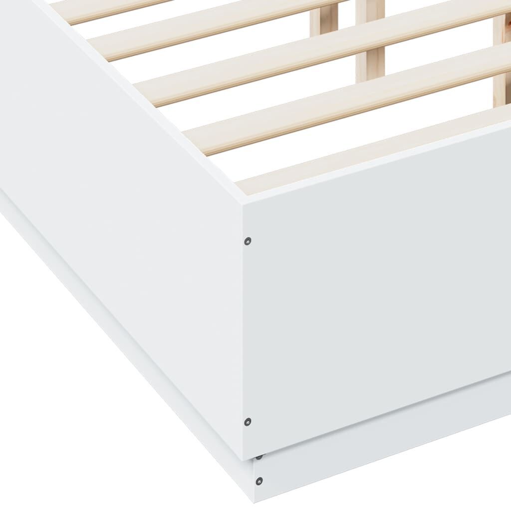 Bed Frame with LED without Mattress White 135x190 cm Price