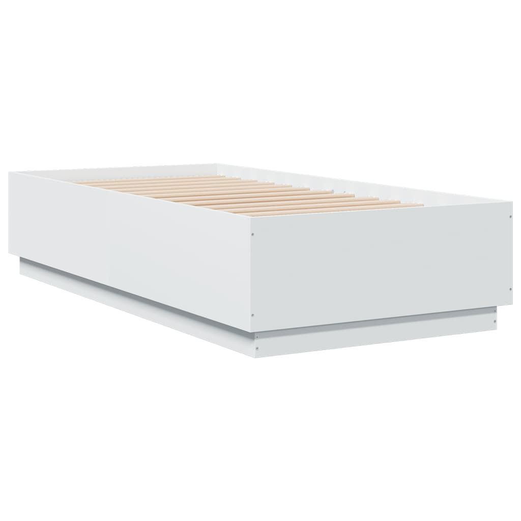 Bed Frame with LED without Mattress White 90x190 cm Price