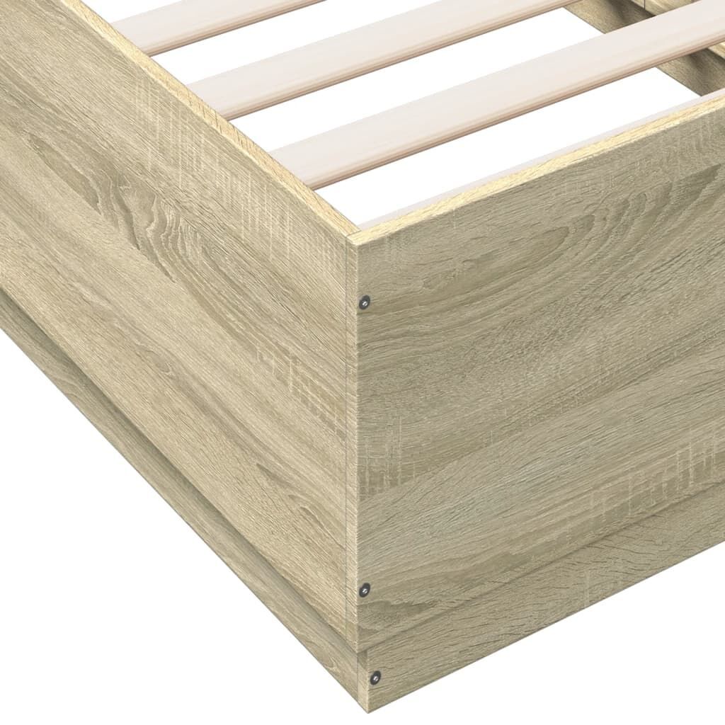 Bed Frame with LED without Mattress Sonoma Oak 90x190 cm Price