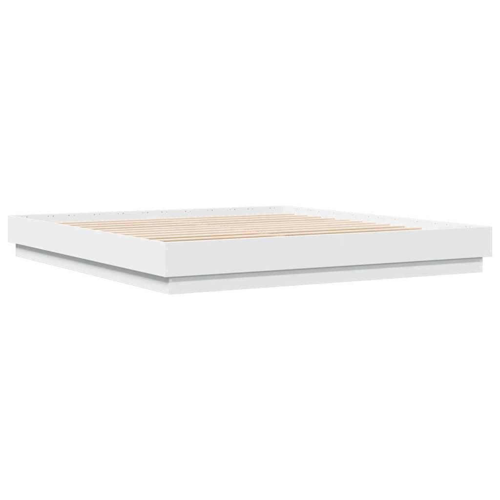 Bed Frame with LED without Mattress White 183x203 cm King Price
