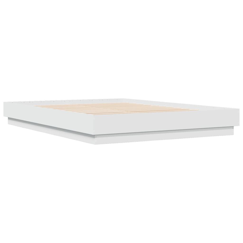 Bed Frame with LED without Mattress White 150x200 cm Price