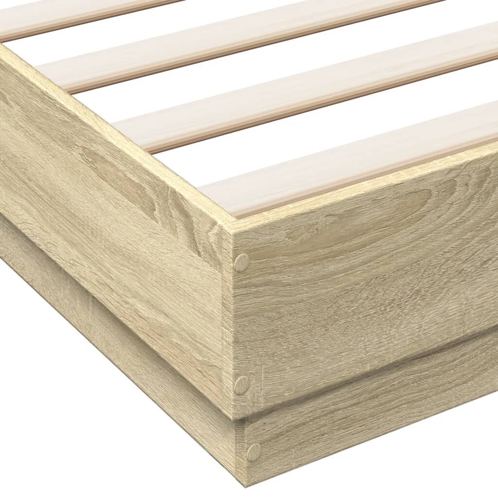 Bed Frame with LED without Mattress Sonoma Oak 150x200 cm Price