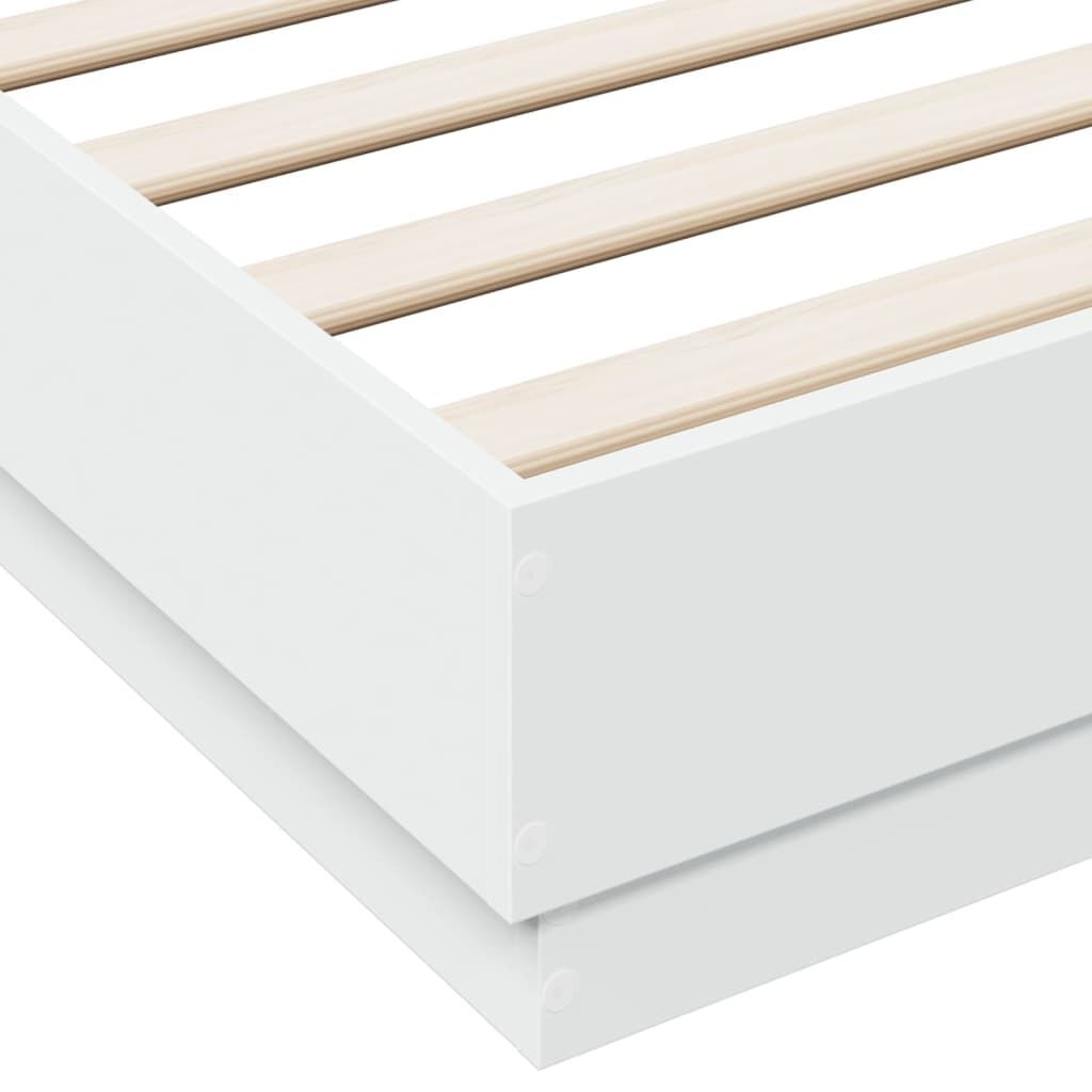 Bed Frame with LED without Mattress White 135x190 cm Price