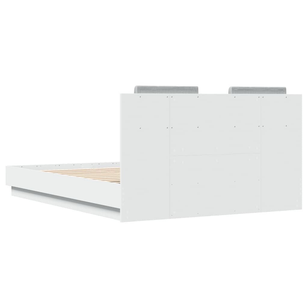 Bed Frame with LED without Mattress White 135x190 cm Price
