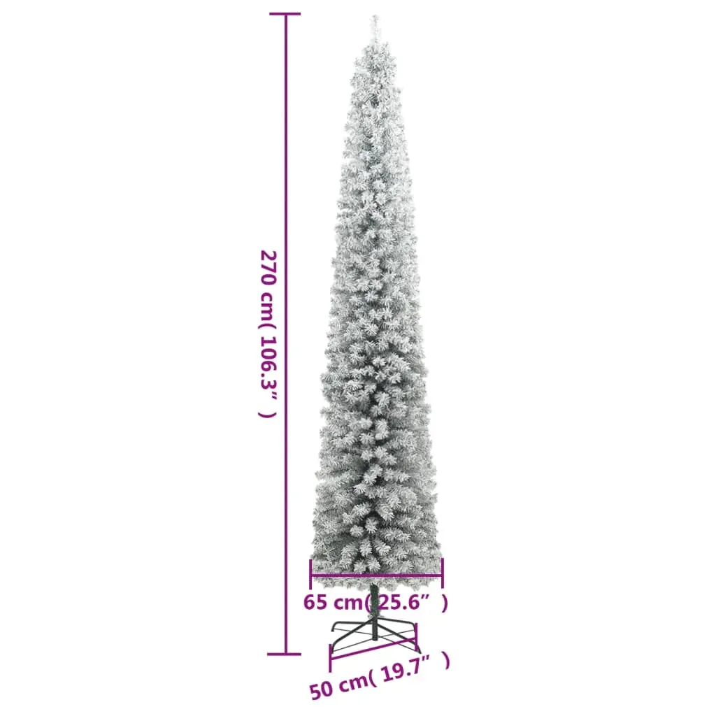 Slim Christmas Tree 300 LEDs & Flocked Snow 270 cm Price