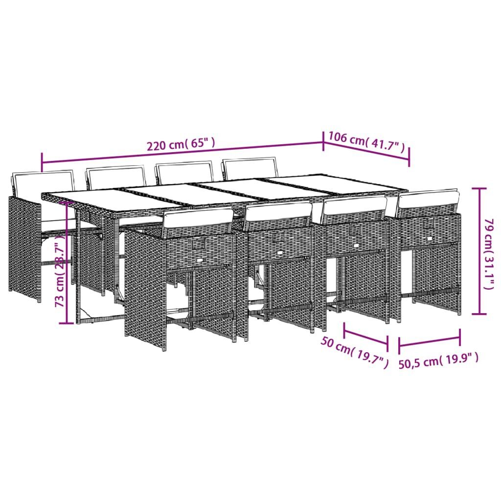 9 Piece Garden Dining Set with Cushions Black Poly Rattan Price