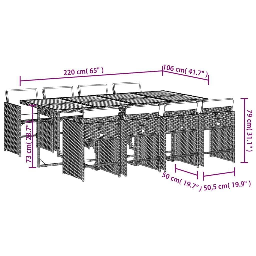 9 Piece Garden Dining Set with Cushions Black Poly Rattan Price