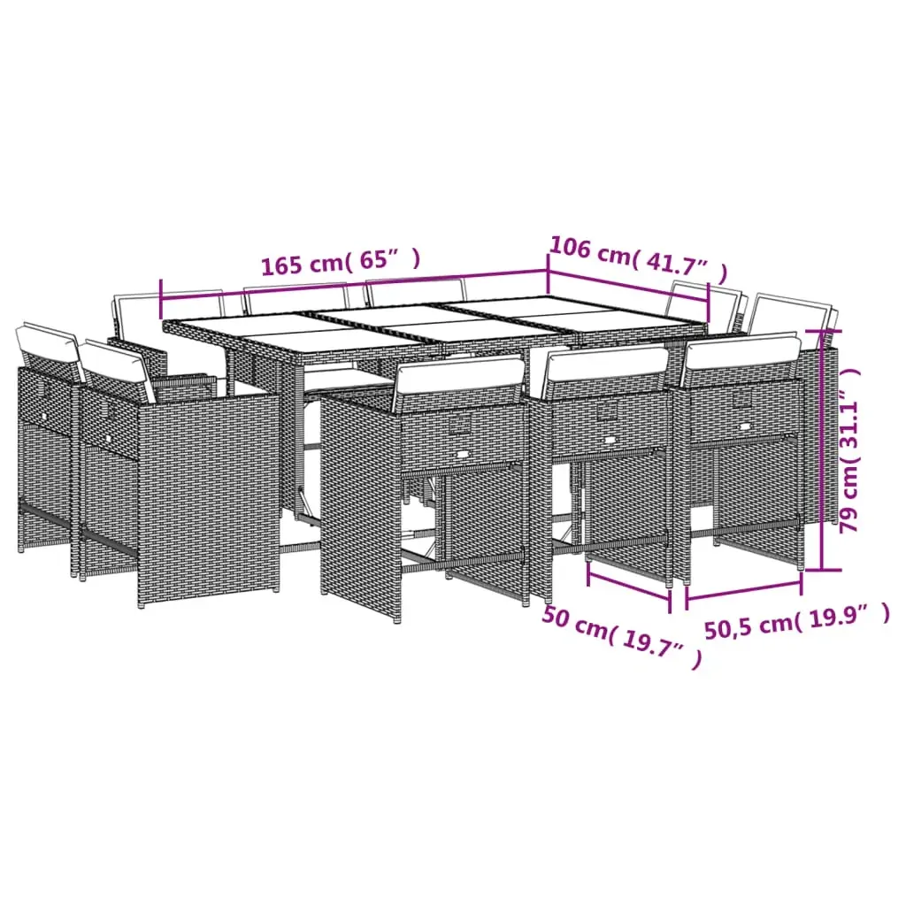 11 Piece Garden Dining Set with Cushions Grey Poly Rattan Price