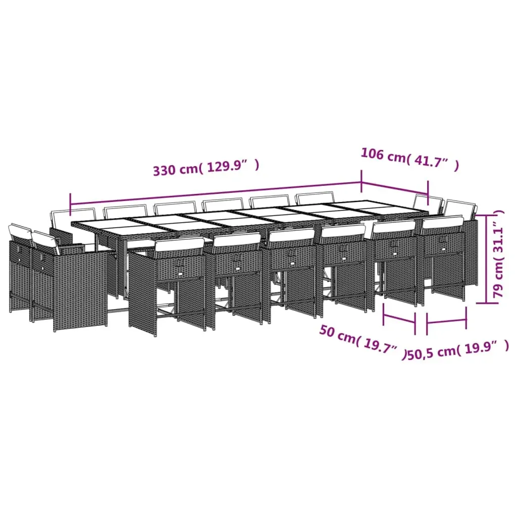 17 Piece Garden Dining Set with Cushions Light Grey Poly Rattan Price