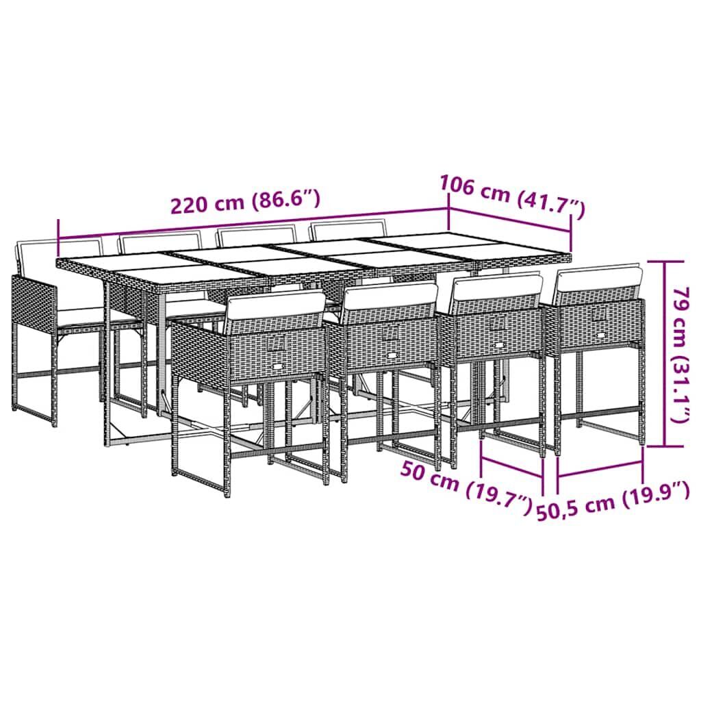 9 Piece Garden Dining Set with Cushions Light Grey Poly Rattan Price