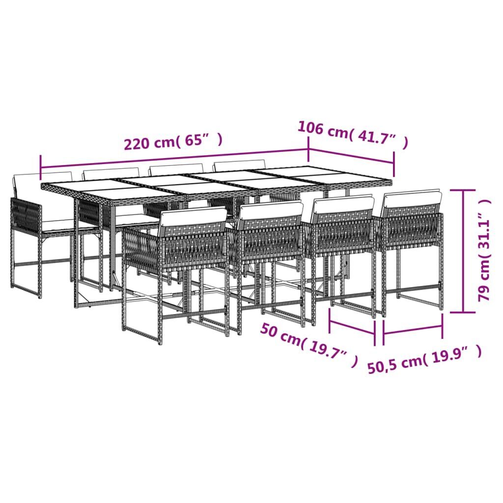 9 Piece Garden Dining Set with Cushions Light Grey Poly Rattan Price
