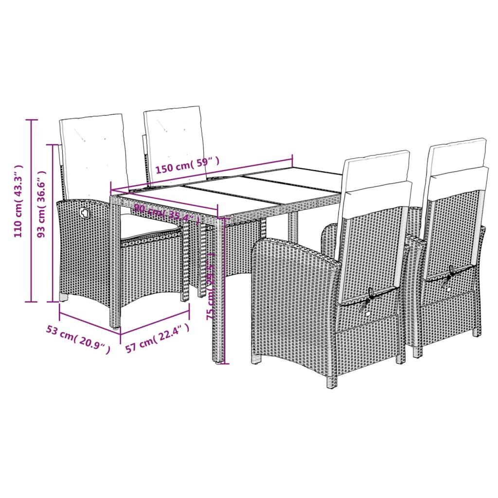 5 Piece Garden Dining Set with Cushions Black Poly Rattan Price