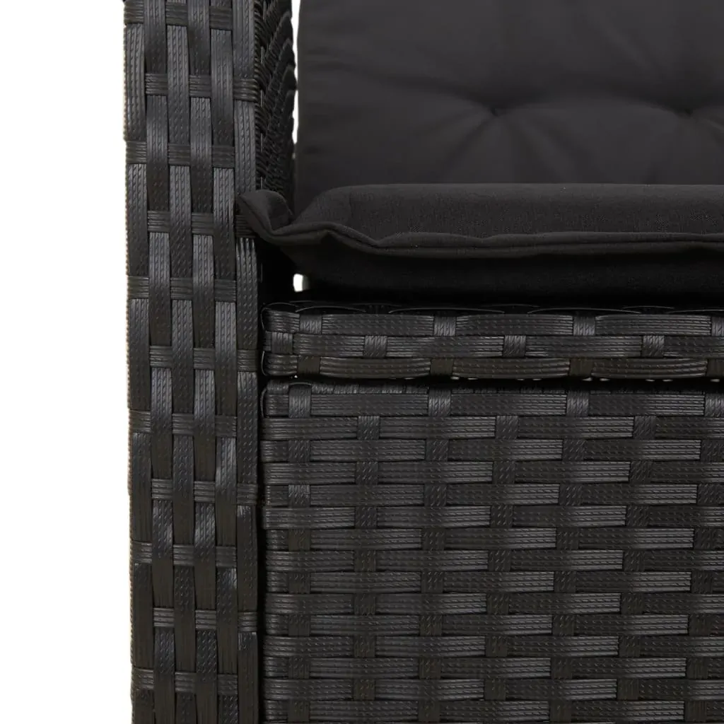 3 Piece Garden Dining Set with Cushions Black Poly Rattan Price