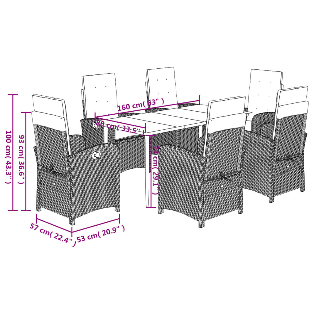 7 Piece Garden Dining Set with Cushions Grey Poly Rattan Price